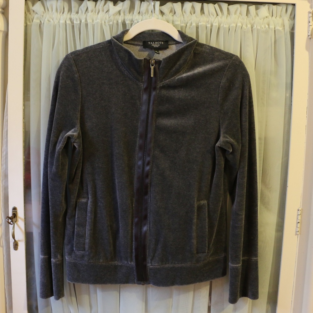 Gray Talbots Zip-Up Velvet Sweatshirt